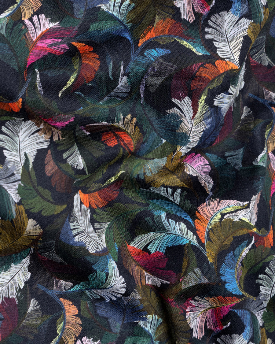 Jaguar Black Multicolor Feathers Printed Premium Cotton Shirt 5523-BLK-38, 5523-BLK-H-38, 5523-BLK-39, 5523-BLK-H-39, 5523-BLK-40, 5523-BLK-H-40, 5523-BLK-42, 5523-BLK-H-42, 5523-BLK-44, 5523-BLK-H-44, 5523-BLK-46, 5523-BLK-H-46, 5523-BLK-48, 5523-BLK-H-48, 5523-BLK-50, 5523-BLK-H-50, 5523-BLK-52, 5523-BLK-H-52