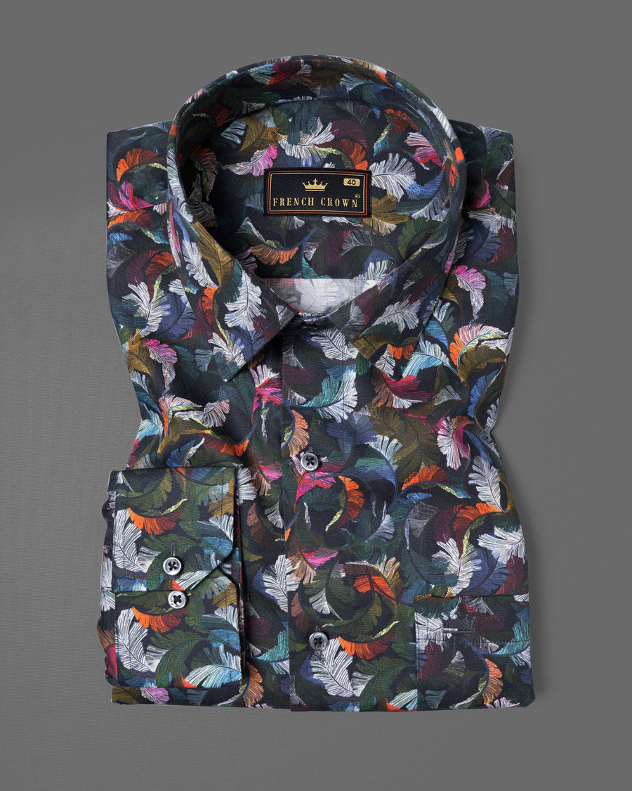 Jaguar Black Multicolor Feathers Printed Premium Cotton Shirt 5523-BLK-38, 5523-BLK-H-38, 5523-BLK-39, 5523-BLK-H-39, 5523-BLK-40, 5523-BLK-H-40, 5523-BLK-42, 5523-BLK-H-42, 5523-BLK-44, 5523-BLK-H-44, 5523-BLK-46, 5523-BLK-H-46, 5523-BLK-48, 5523-BLK-H-48, 5523-BLK-50, 5523-BLK-H-50, 5523-BLK-52, 5523-BLK-H-52