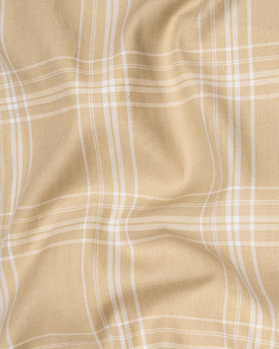 Winter Hazel Brown Twill Windowpane Premium Cotton Shirt