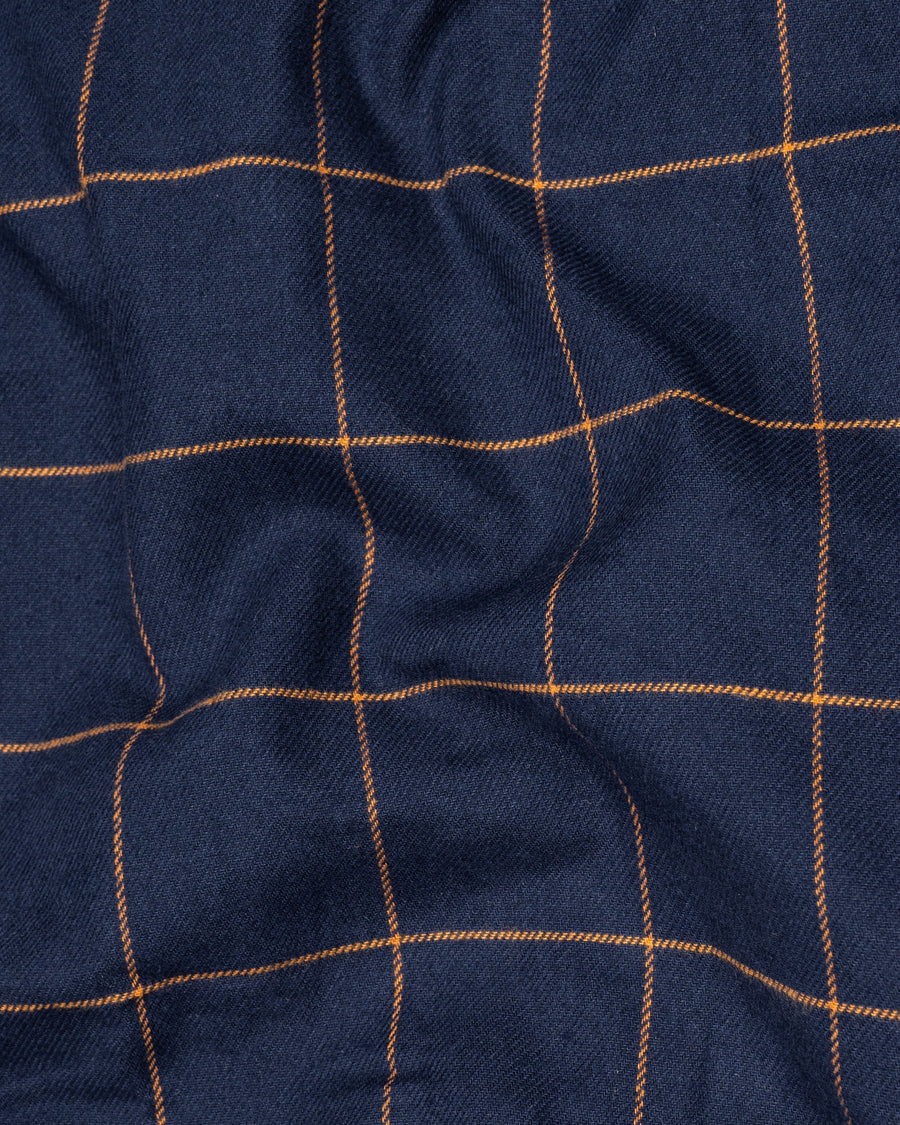 Ebony Clay Blue Windowpane Heavyweight Flannel OverShirt