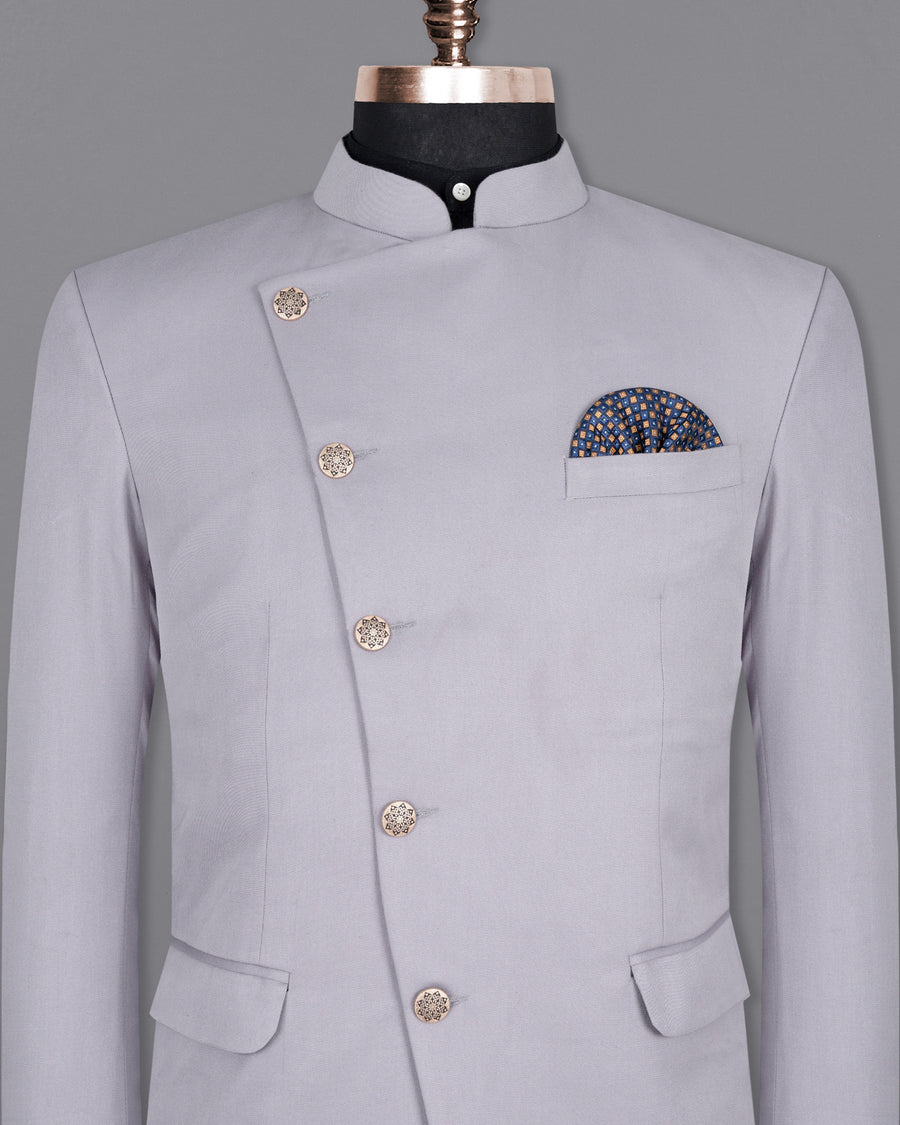 French Gray Cross Buttoned Bandhgala Wool rich Blazer BL1410-CBG-36, BL1410-CBG-38, BL1410-CBG-40, BL1410-CBG-42, BL1410-CBG-44, BL1410-CBG-46, BL1410-CBG-48, BL1410-CBG-50, BL1410-CBG-52, BL1410-CBG-54, BL1410-CBG-56, BL1410-CBG-58, BL1410-CBG-60