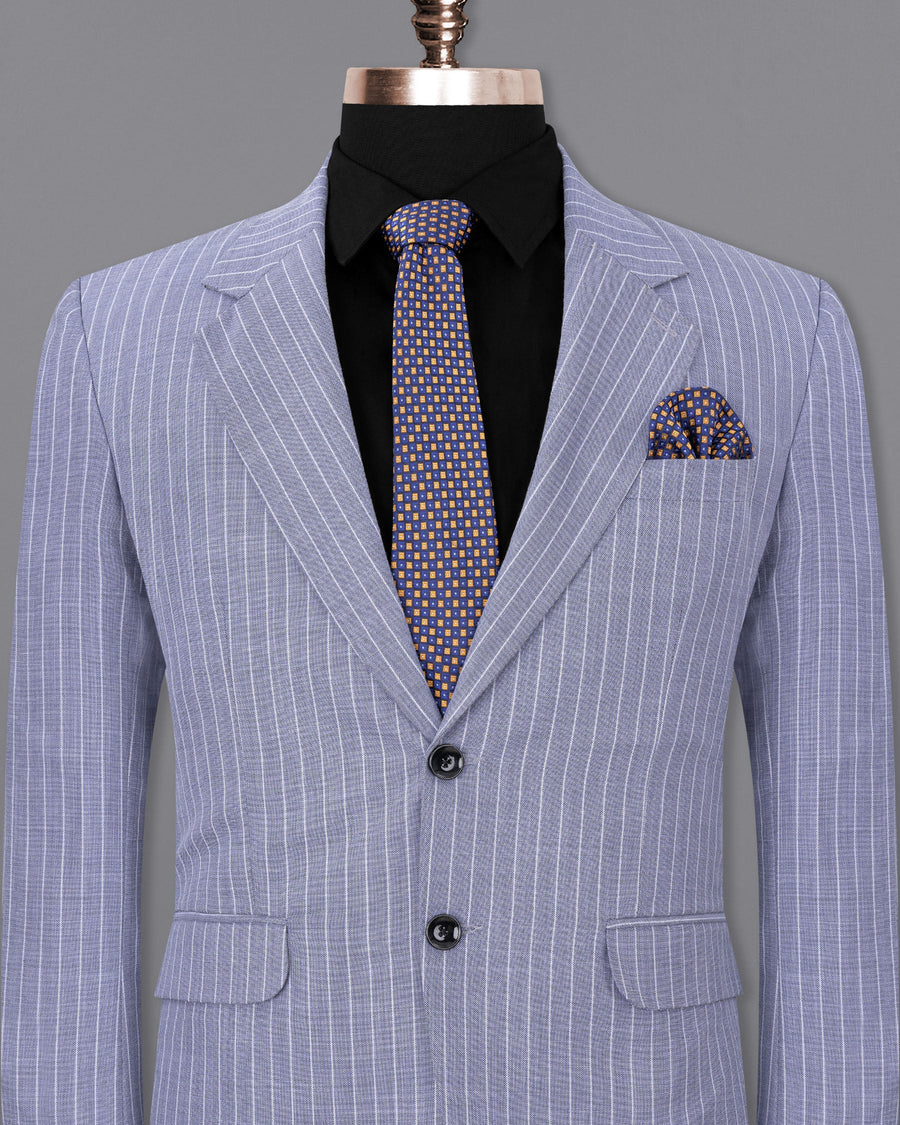 Glaucous Blue Striped Single Breasted Blazer BL1720-SB-36,BL1720-SB-38,BL1720-SB-40,BL1720-SB-42,BL1720-SB-44,BL1720-SB-46,BL1720-SB-48,BL1720-SB-50,BL1720-SB-52,BL1720-SB-54,BL1720-SB-56,BL1720-SB-58,BL1720-SB-60