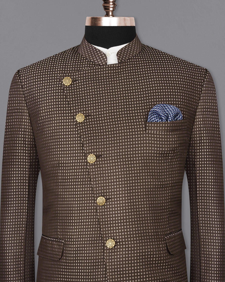 Eclipse Geometric Textured Cross Buttoned Bandhgala Blazer BL1738-CBG-36,BL1738-CBG-38,BL1738-CBG-40,BL1738-CBG-42,BL1738-CBG-44,BL1738-CBG-46,BL1738-CBG-48,BL1738-CBG-50,BL1738-CBG-52,BL1738-CBG-54,BL1738-CBG-56,BL1738-CBG-58,BL1738-CBG-60