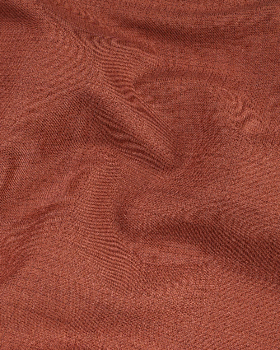 El Salva Burnt Orange Self-design Double Breasted Blazer