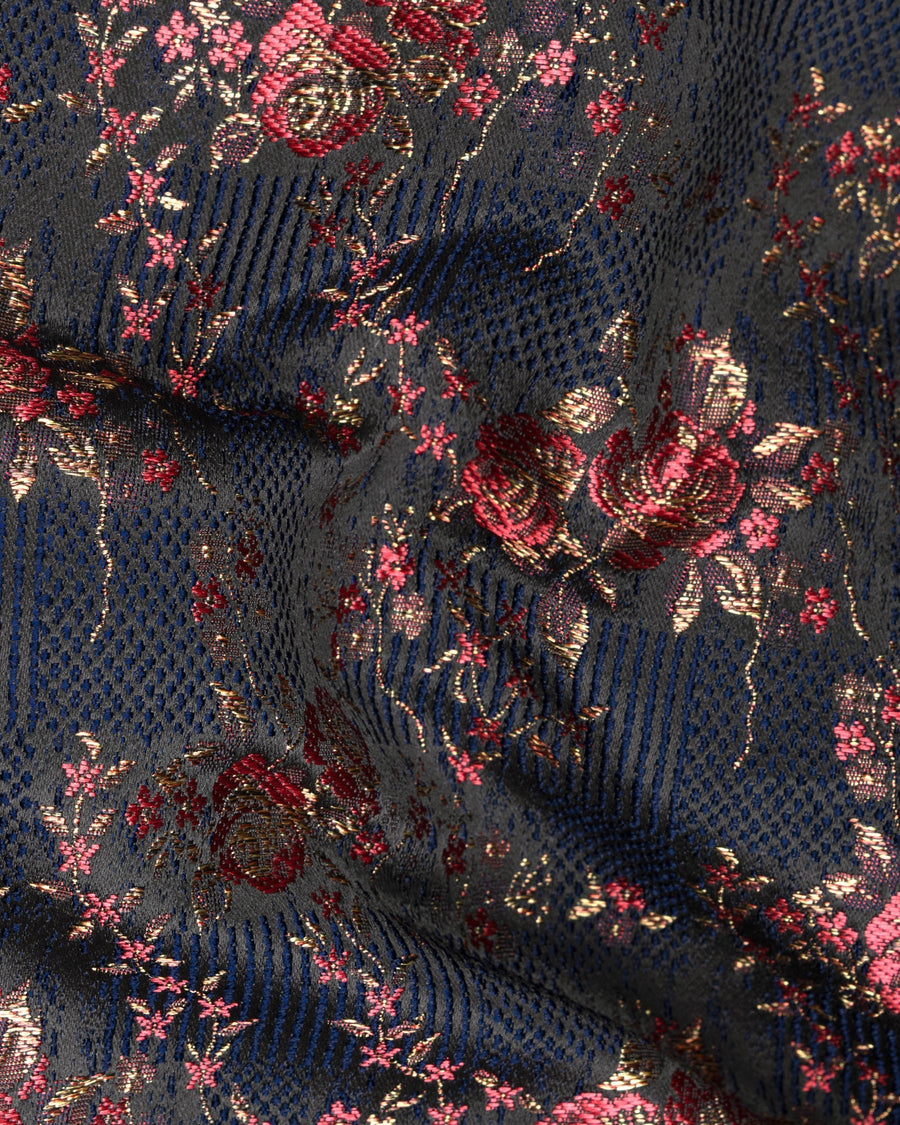 Rhino Blue with Rose Textured Cross Buttoned Bandhgala Designer Blazer