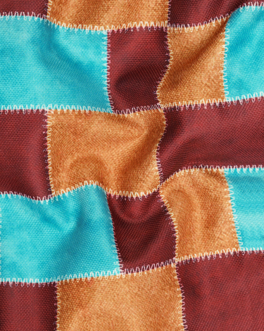 Moccaccino with Raw Sienna and Turuoise Blue Designer Blazer