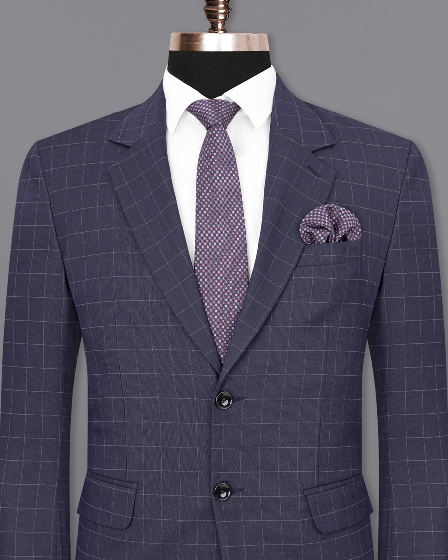 Gun Powder Blue windowpane Single Breasted Blazer BL1835-SB-36, BL1835-SB-38, BL1835-SB-40, BL1835-SB-42, BL1835-SB-44, BL1835-SB-46, BL1835-SB-48, BL1835-SB-50, BL1835-SB-52, BL1835-SB-54, BL1835-SB-56, BL1835-SB-58, BL1835-SB-60