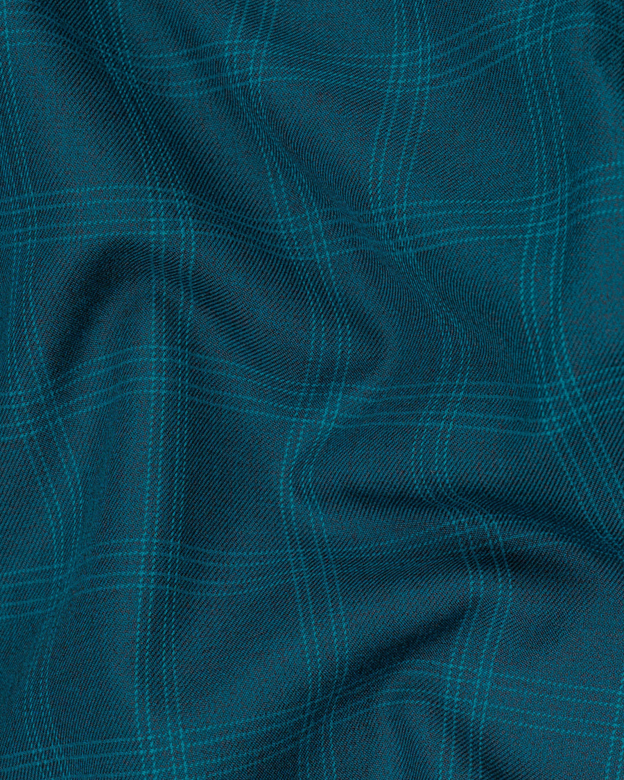 Dark Teal Plaid Double Breasted Strapped Blazer BL1845-DB-D8-36, BL1845-DB-D8-38, BL1845-DB-D8-40, BL1845-DB-D8-42, BL1845-DB-D8-44, BL1845-DB-D8-46, BL1845-DB-D8-48, BL1845-DB-D8-50, BL1845-DB-D8-52, BL1845-DB-D8-54, BL1845-DB-D8-56, BL1845-DB-D8-58, BL1845-DB-D8-60