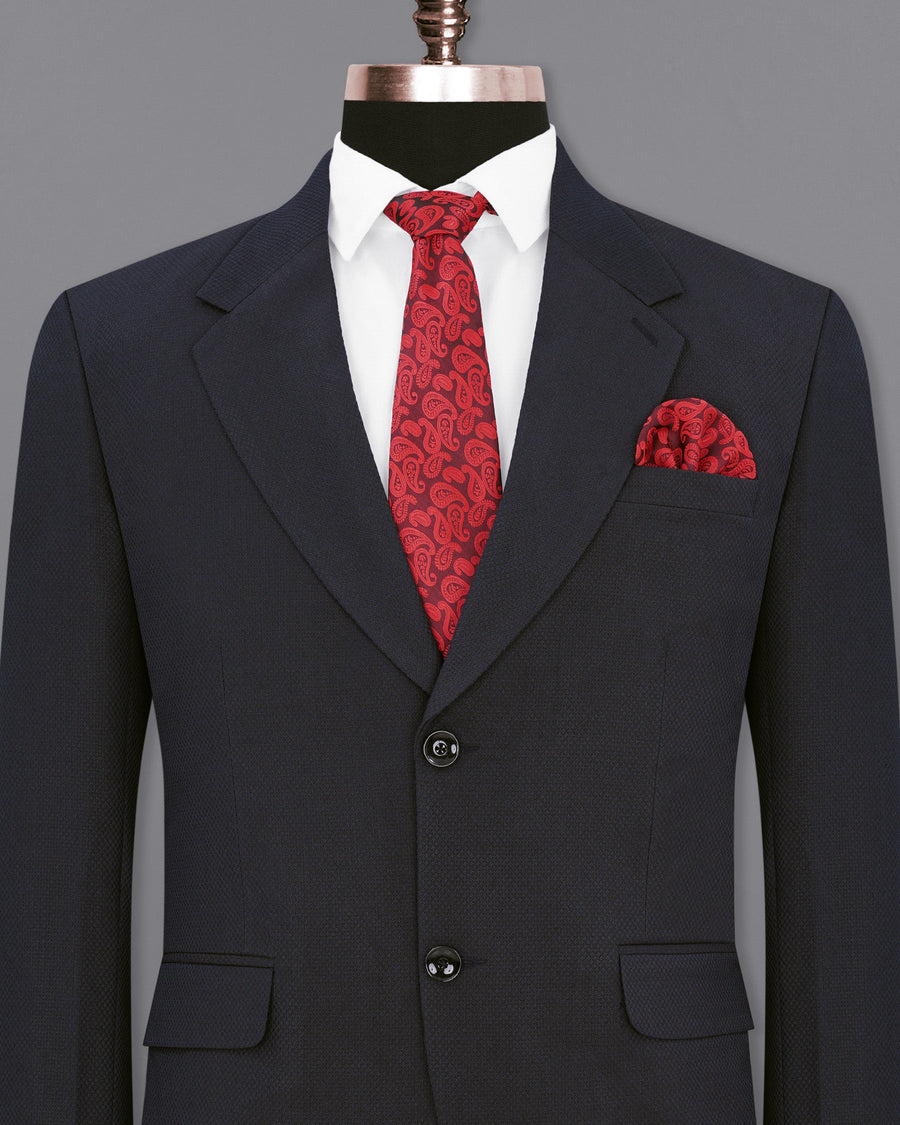 Mirage Blue Diamond Textured Single Breasted Blazer