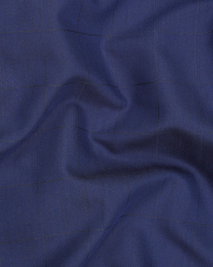 Rhino Blue Cross Buttoned Bandhgala Blazer