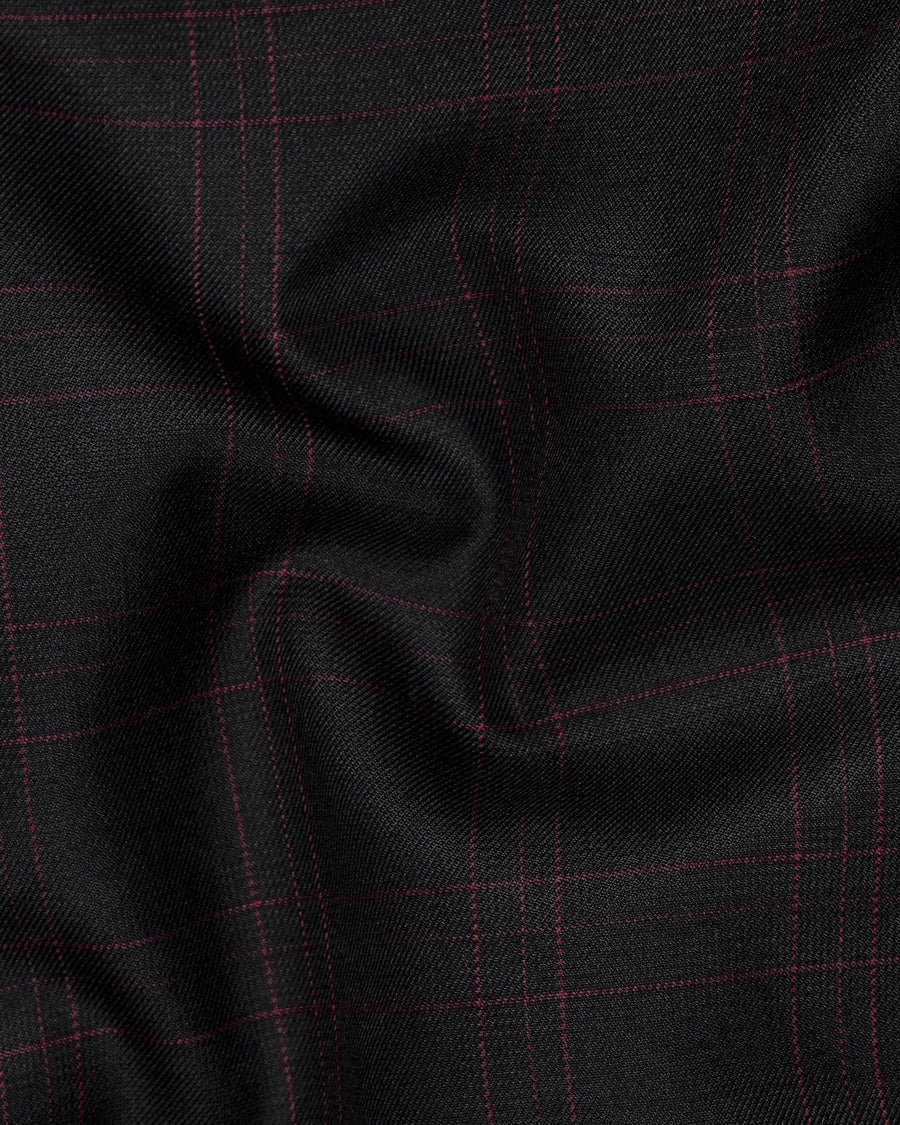 Onyx Black windowpane Cross buttoned Bandhgala Blazer