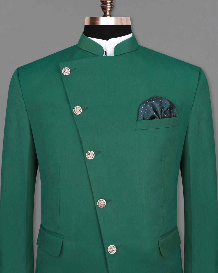 Stromboli Green Cross Buttoned Bandhgala Blazer BL2037-CBG-36, BL2037-CBG-38, BL2037-CBG-40, BL2037-CBG-42, BL2037-CBG-44, BL2037-CBG-46, BL2037-CBG-48, BL2037-CBG-50, BL2037-CBG-52, BL2037-CBG-54, BL2037-CBG-56, BL2037-CBG-58, BL2037-CBG-60
