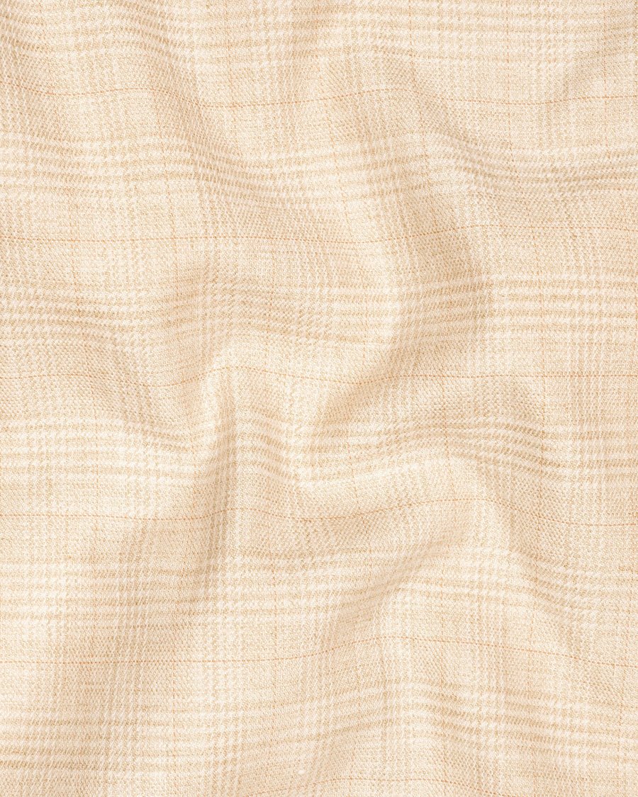 Light Apricot Brown Subtle Plaid Suit