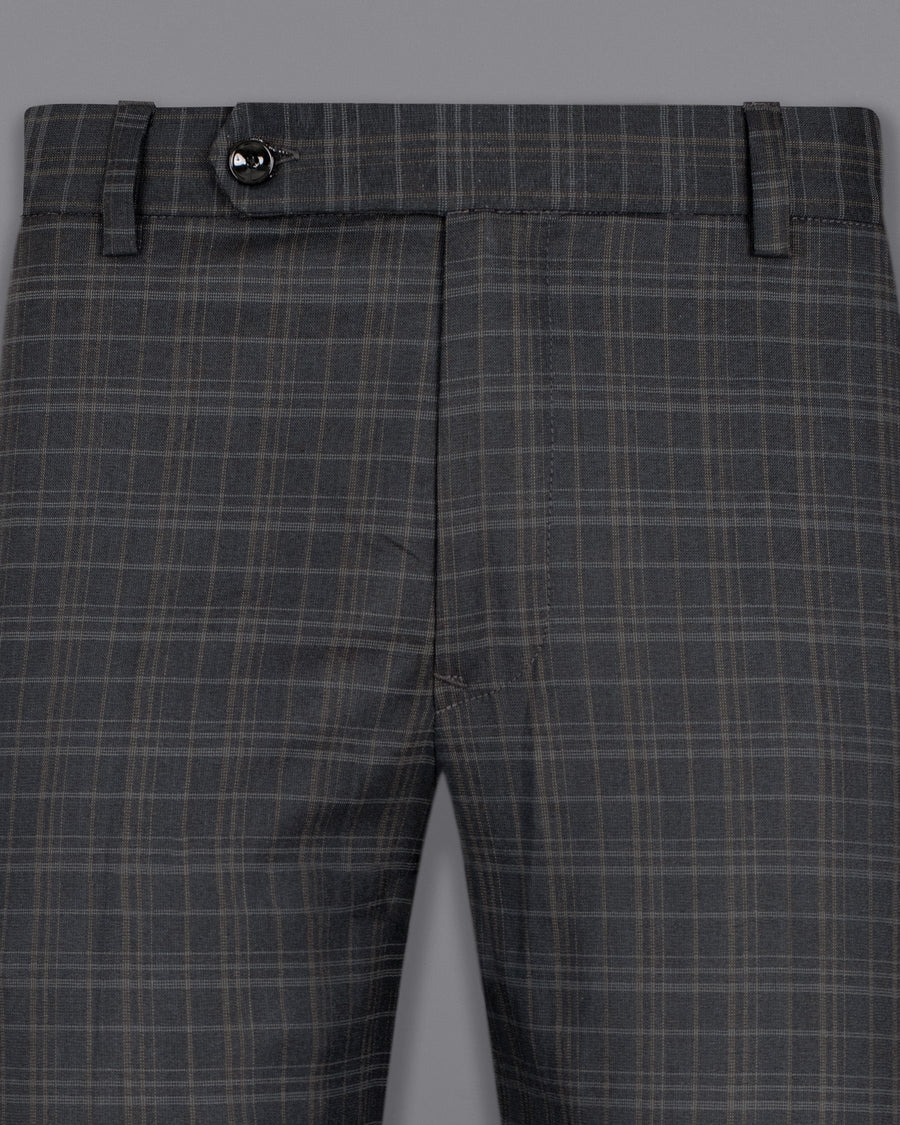 Shark Gray Plaid Wool Rich Pant