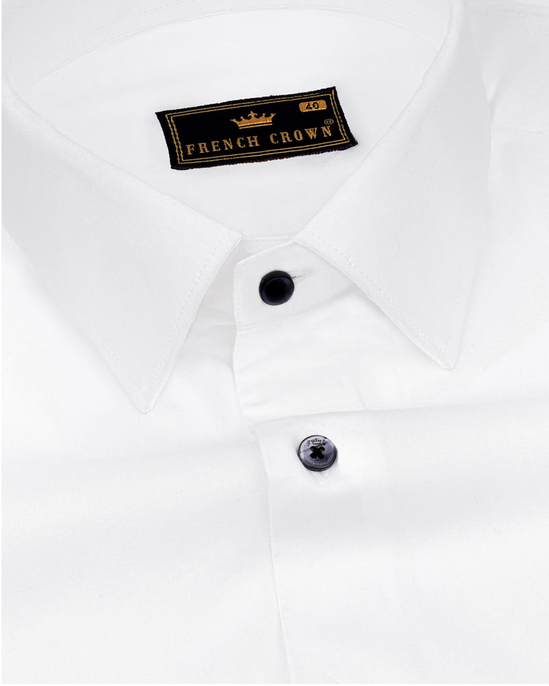 Bright White Super Soft Black Button Premium Cotton Shirt