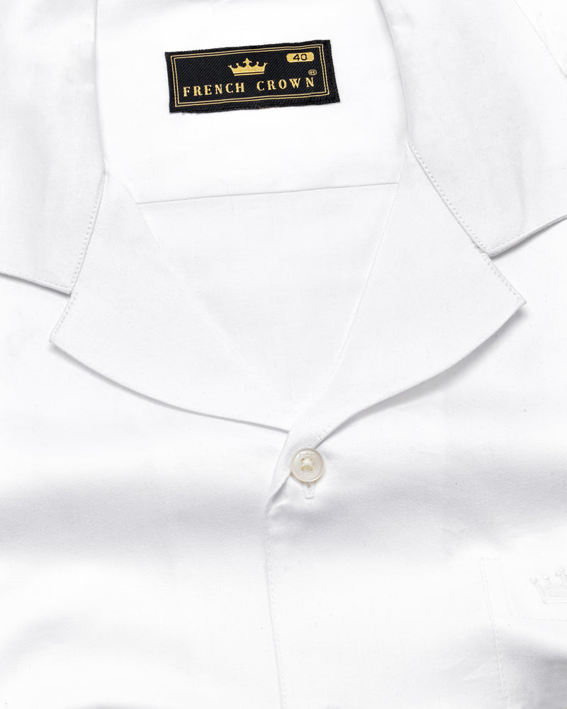 Bright White Cuban Collar Super Soft Giza Cotton SHIRT