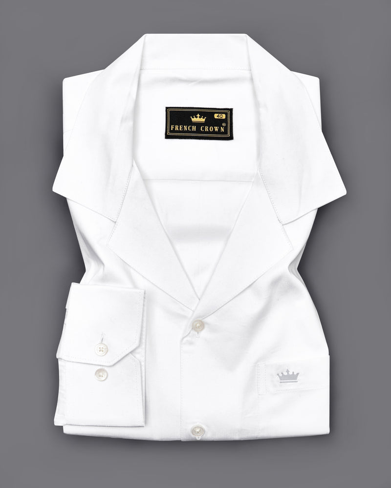 Bright White Cuban Collar Super Soft Giza Cotton SHIRT