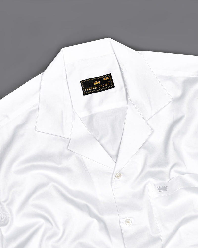 Bright White Cuban Collar Super Soft Giza Cotton SHIRT