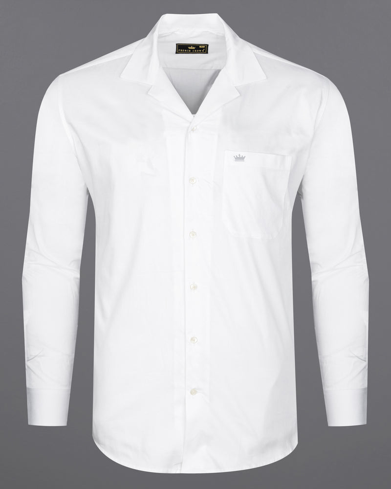 Bright White Cuban Collar Super Soft Giza Cotton SHIRT