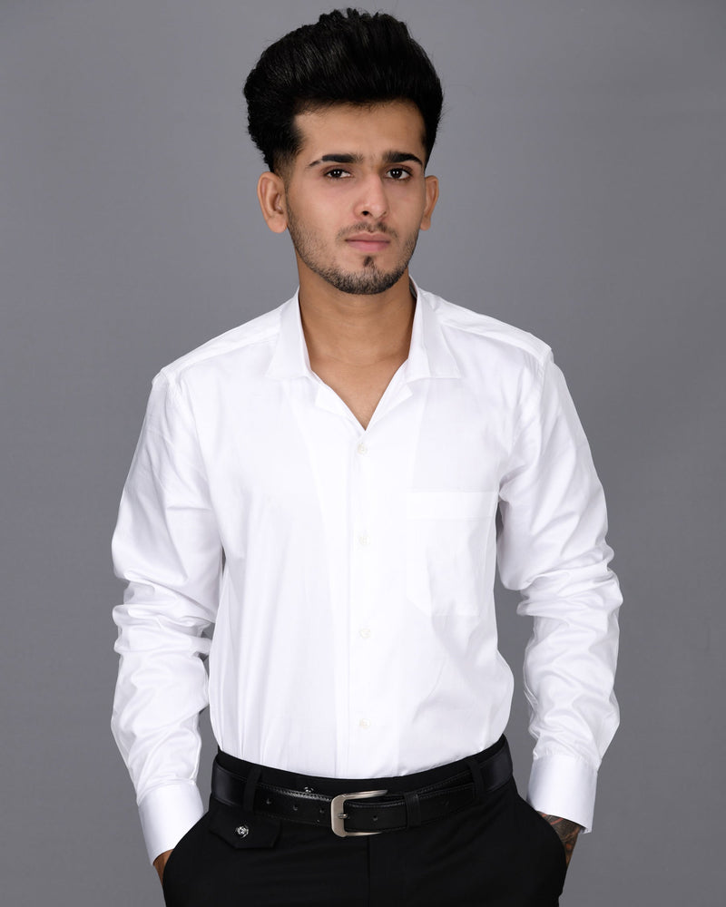 Bright White Cuban Collar Super Soft Giza Cotton SHIRT