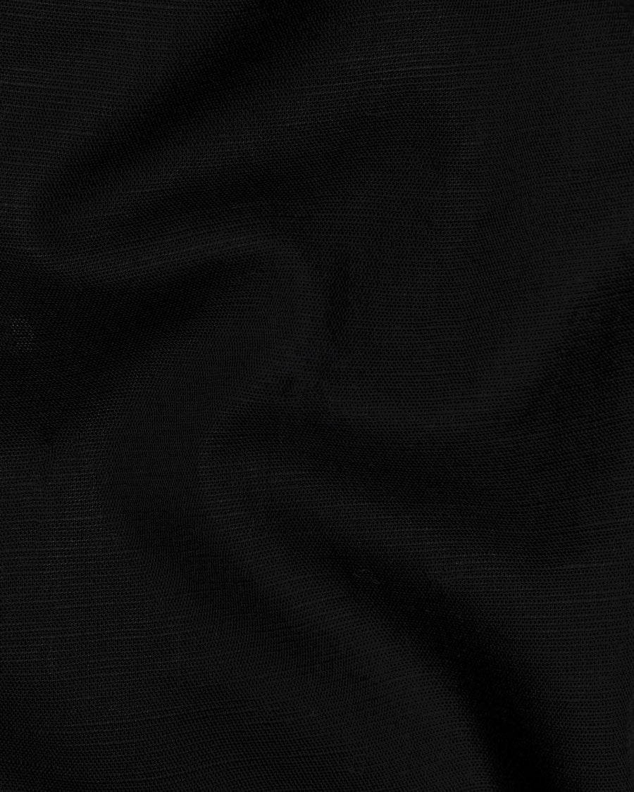 Jade Black Cuban Collar Luxurious Linen Shirt