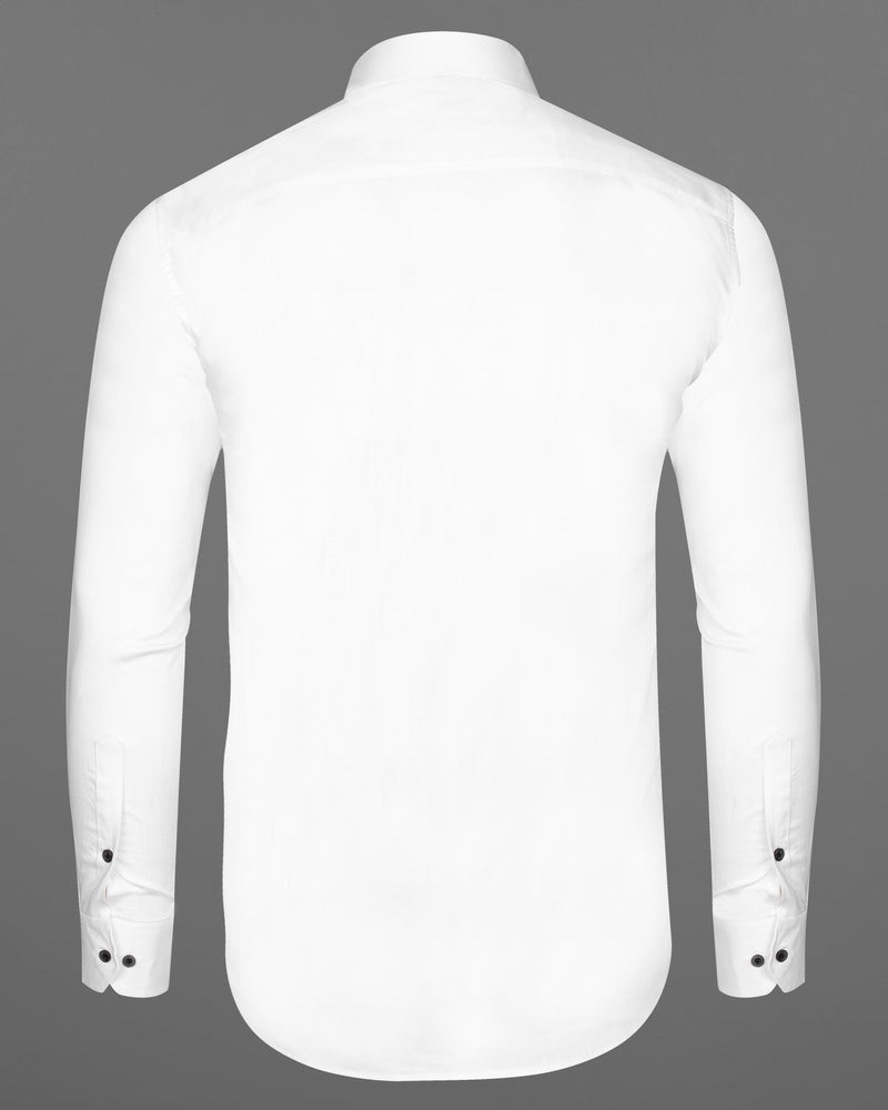 Bright White with Black Collar detailed Super Soft Giza Cotton SHIRT