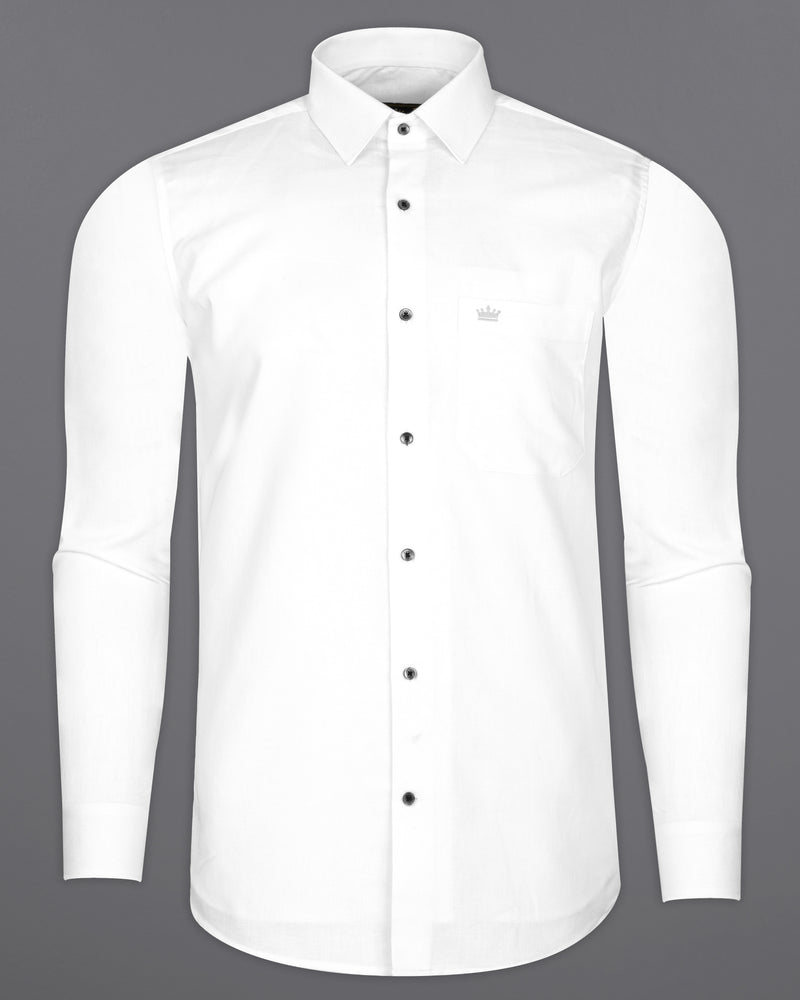 Bright White Luxurious Linen Shirt