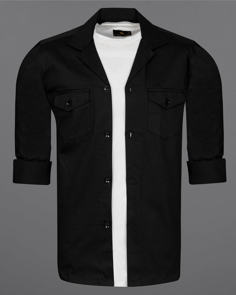 Jade Black Heavyweight Giza Cotton Over Shirt