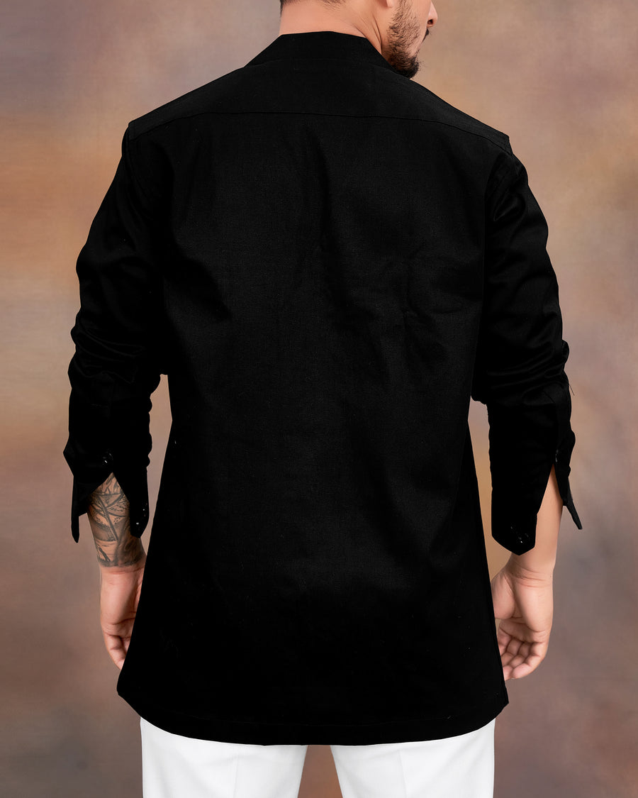 Jade Black Heavyweight Giza Cotton Over Shirt