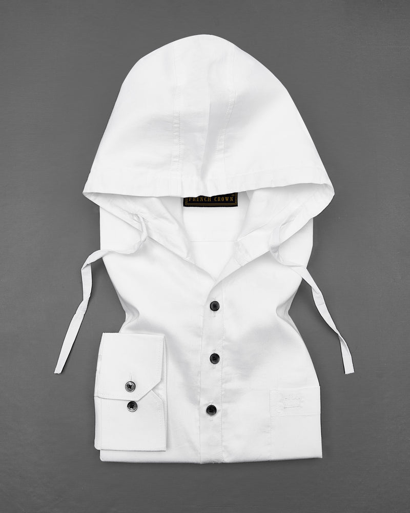 Bright White Super Soft Giza Cotton Hoodie Shirt