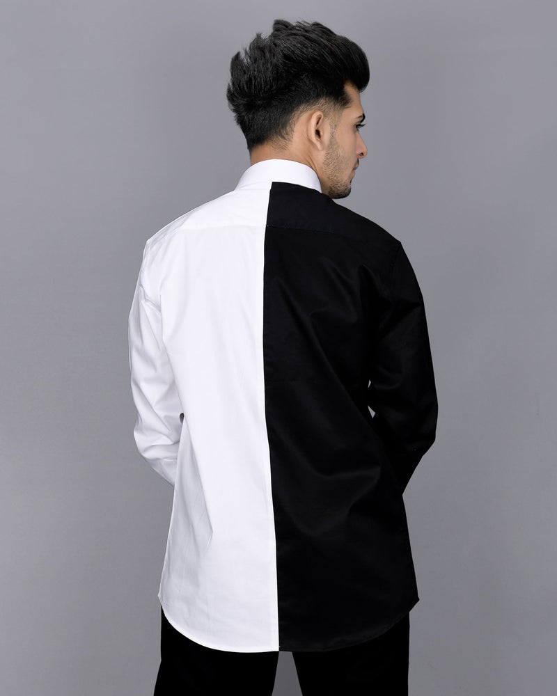 Half white and Half Black Premium Cotton Shirt