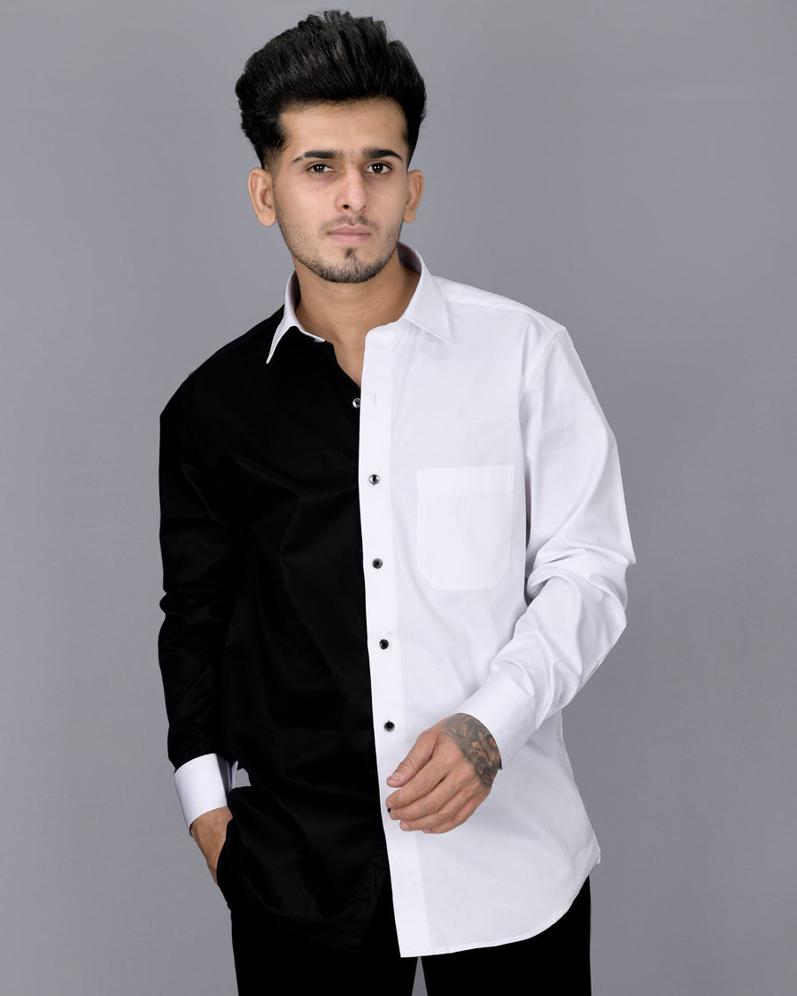 Half white and Half Black Premium Cotton Shirt