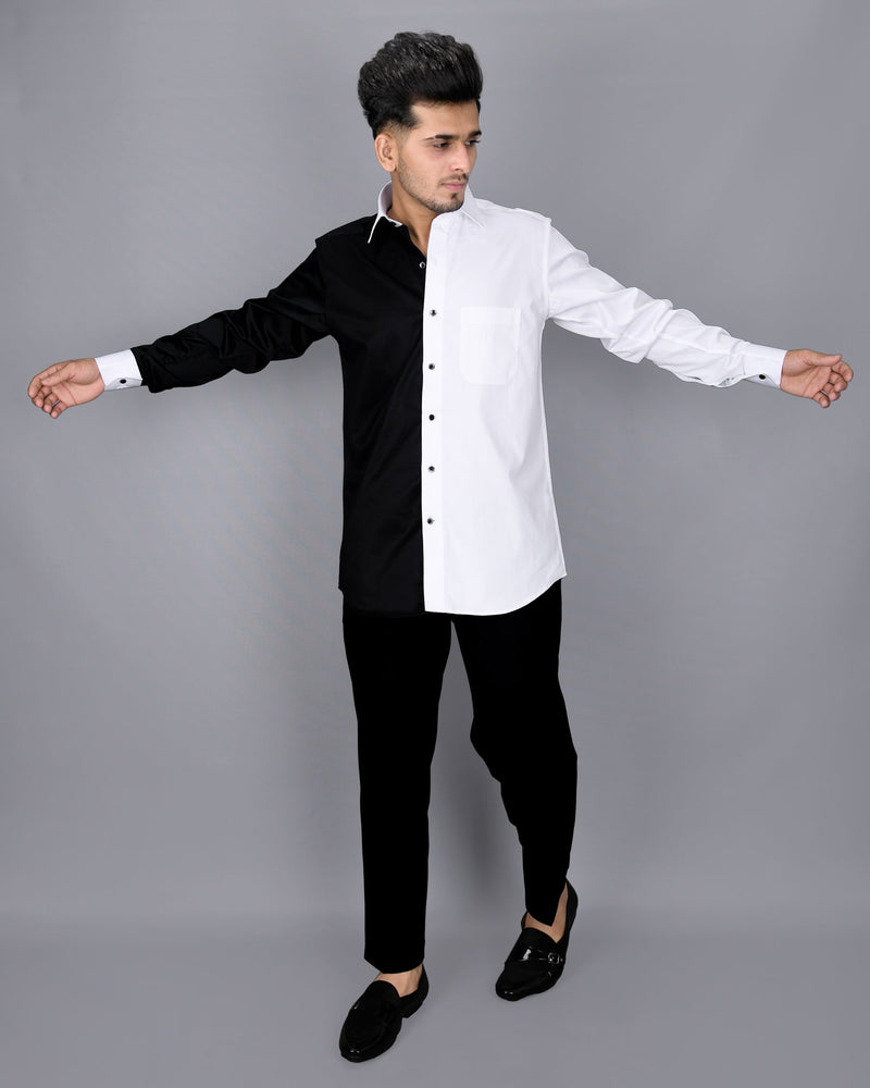 Half white and Half Black Premium Cotton Shirt