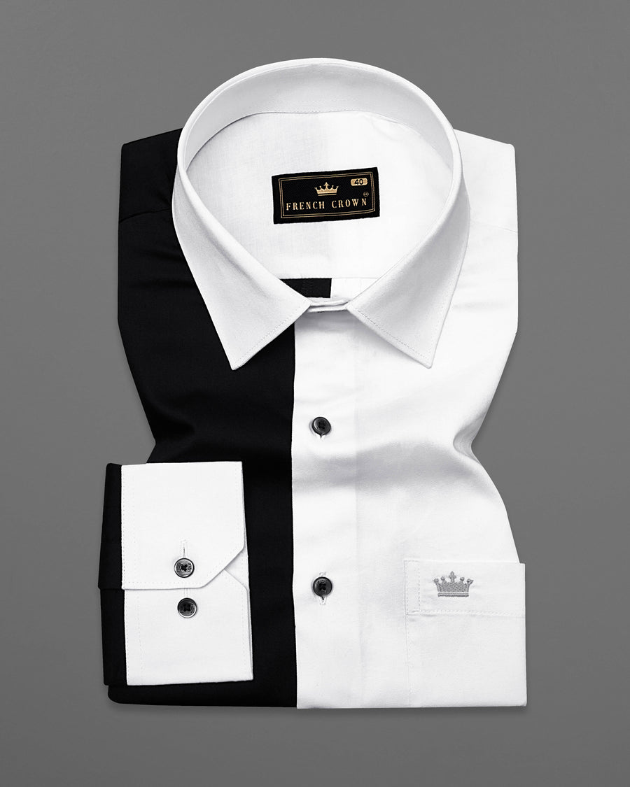 Half white and Half Black Premium Cotton Shirt