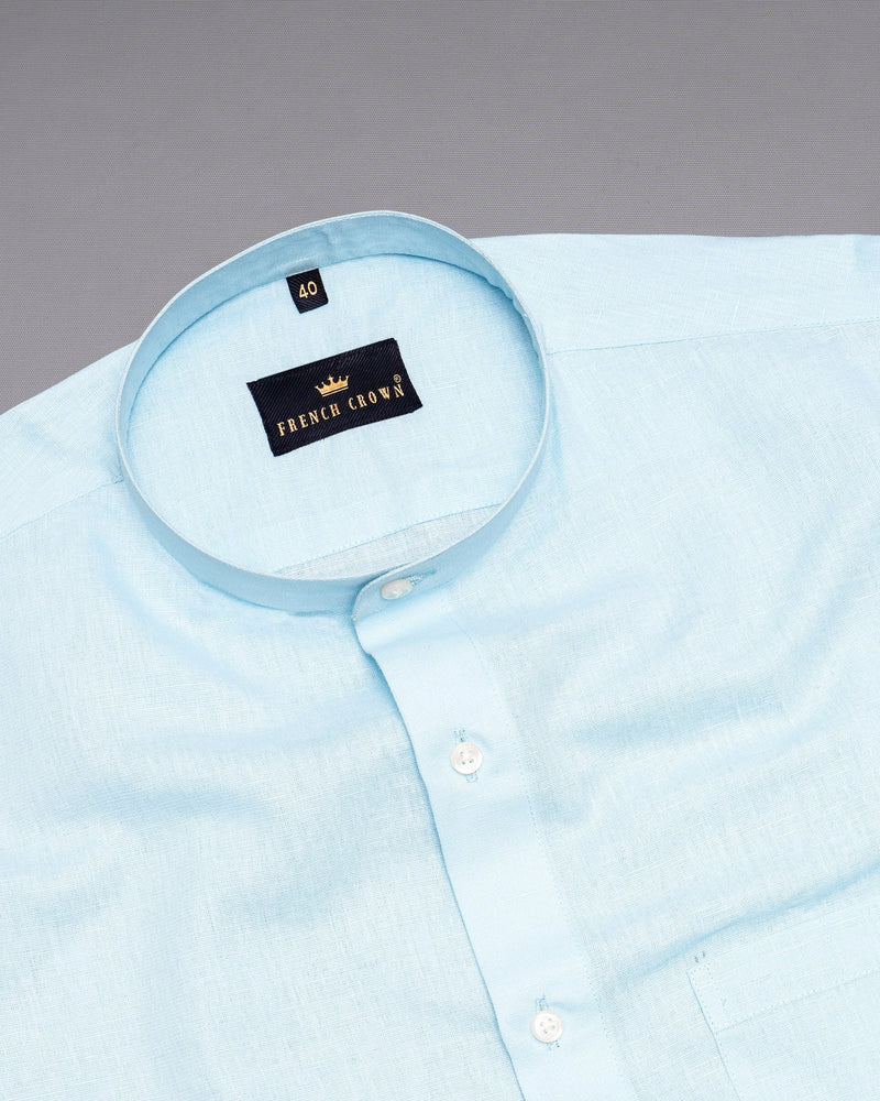 Iceberg Blue Luxurious Linen Shirt