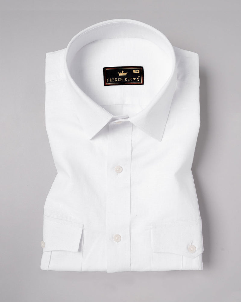 Bright White Flap Pocket Luxurious Linen Shirt 4943-P48-38, 4943-P48-42, 4943-P48-44, 4943-P48-46, 4943-P48-H-48, 4943-P48-50, 4943-P48-H-42, 4943-P48-H-38, 4943-P48-H-39, 4943-P48-40, 4943-P48-H-40, 4943-P48-H-50, 4943-P48-52, 4943-P48-H-52, 4943-P48-48, 4943-P48-H-46, 4943-P48-39, 4943-P48-H-44