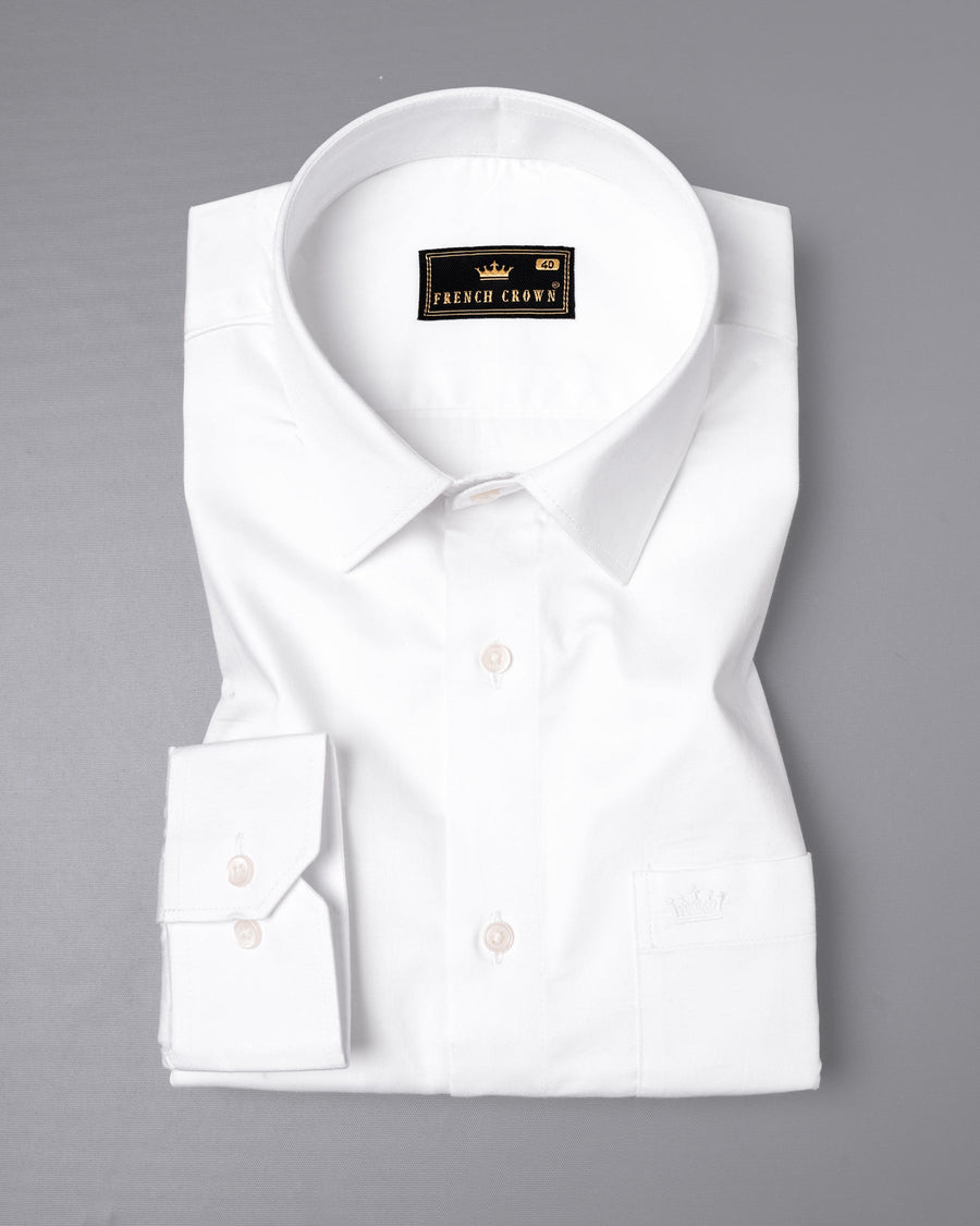 Bright White with Salomie and Black Piping Premium Cotton Shirt