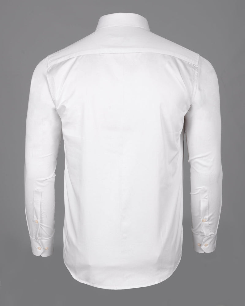 Bright White with Salomie and Black Piping Premium Cotton Shirt