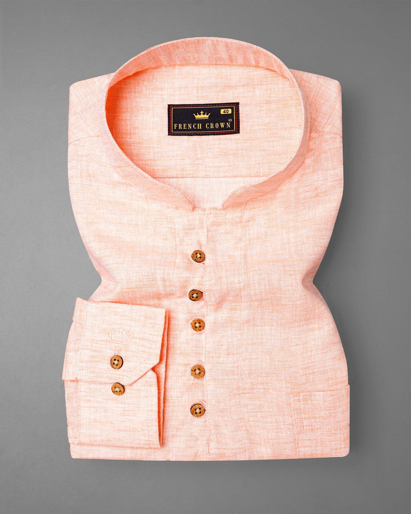 Tequila Orange Luxurious Linen Kurta Shirt