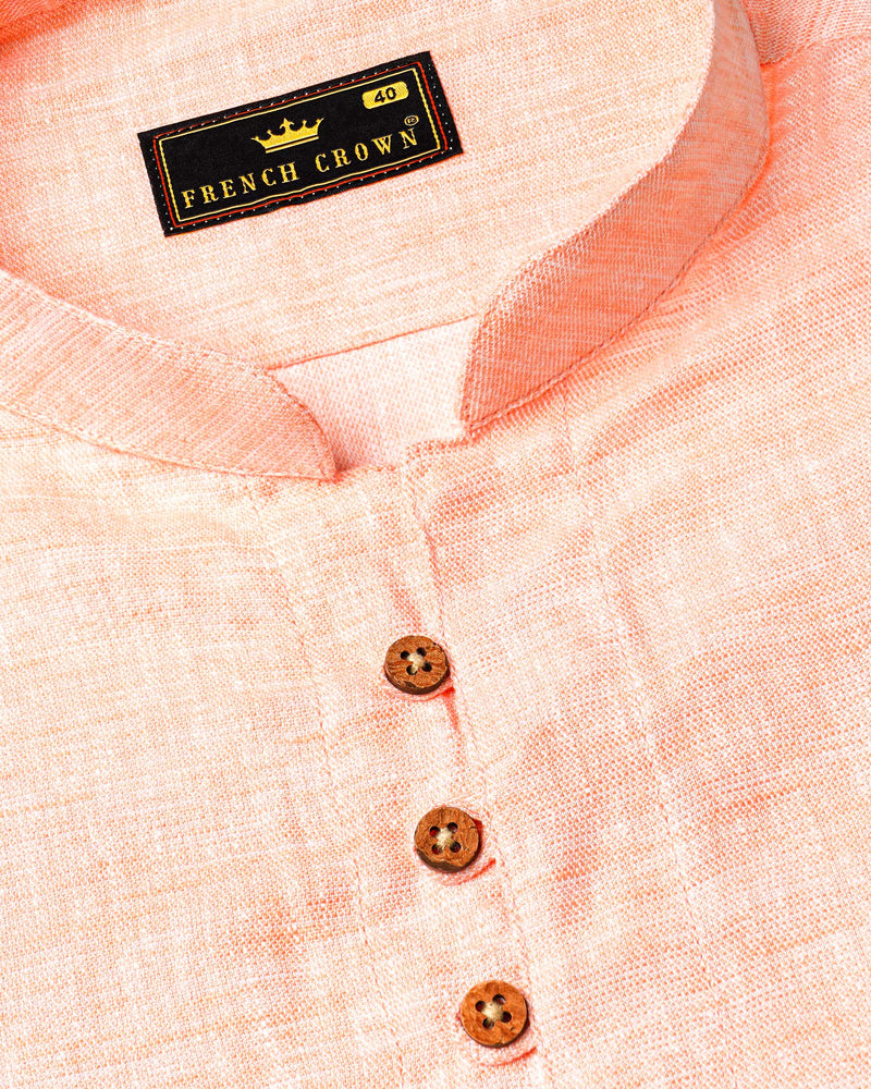 Tequila Orange Luxurious Linen Kurta Shirt