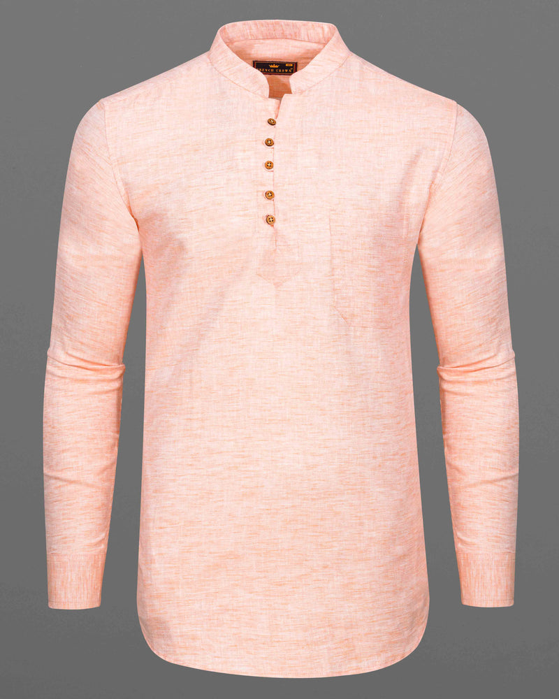 Tequila Orange Luxurious Linen Kurta Shirt