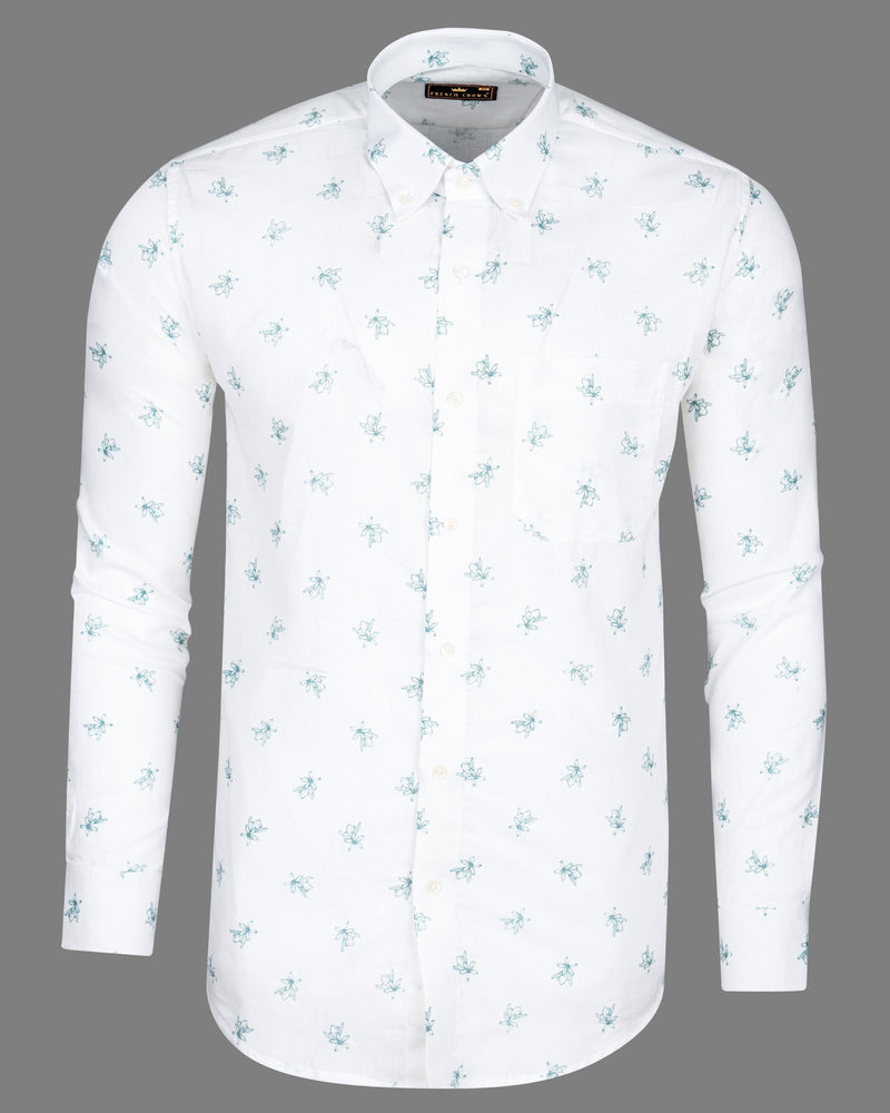 Bright White Floral Printed Luxurious Linen Shirt 5331-BD-38, 5331-BD-H-38, 5331-BD-39, 5331-BD-H-39, 5331-BD-40, 5331-BD-H-40, 5331-BD-42, 5331-BD-H-42, 5331-BD-44, 5331-BD-H-44, 5331-BD-46, 5331-BD-H-46, 5331-BD-48, 5331-BD-H-48, 5331-BD-50, 5331-BD-H-50, 5331-BD-52, 5331-BD-H-52