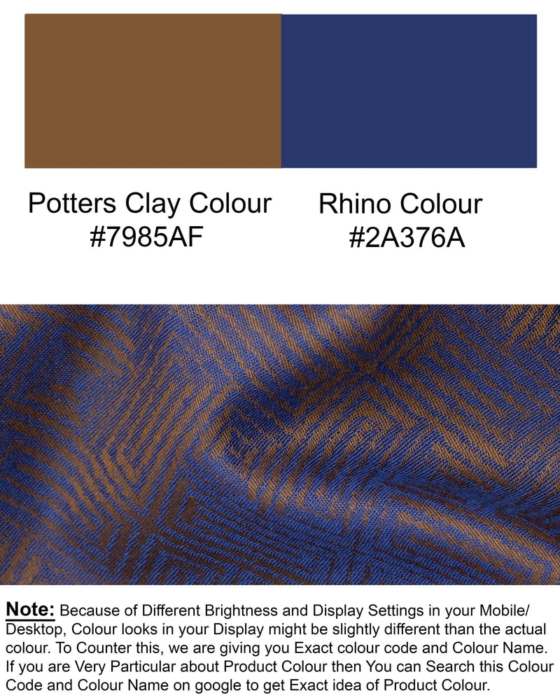 Potters Clay and Rhino Blue Two Tone Jacquard Textured Premium Giza Cotton Shirt 5356-CA-38, 5356-CA-H-38, 5356-CA-39, 5356-CA-H-39, 5356-CA-40, 5356-CA-H-40, 5356-CA-42, 5356-CA-H-42, 5356-CA-44, 5356-CA-H-44, 5356-CA-46, 5356-CA-H-46, 5356-CA-48, 5356-CA-H-48, 5356-CA-50, 5356-CA-H-50, 5356-CA-52, 5356-CA-H-52