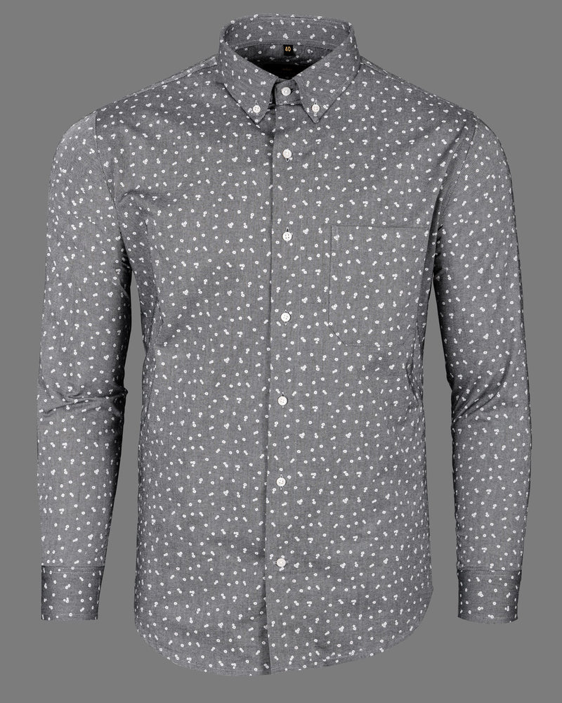 Topaz Grey with White Flowers Printed Royal Oxford Shirt 5377-BD-38, 5377-BD-H-38, 5377-BD-39, 5377-BD-H-39, 5377-BD-40, 5377-BD-H-40, 5377-BD-42, 5377-BD-H-42, 5377-BD-44, 5377-BD-H-44, 5377-BD-46, 5377-BD-H-46, 5377-BD-48, 5377-BD-H-48, 5377-BD-50, 5377-BD-H-50, 5377-BD-52, 5377-BD-H-52