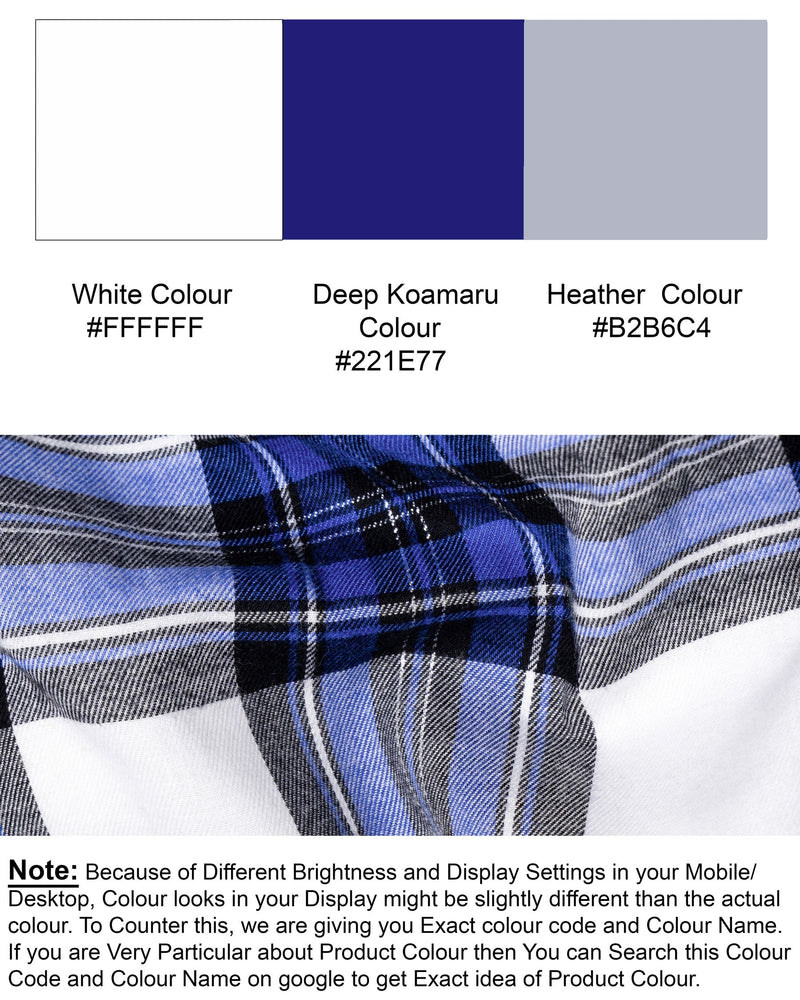 Bright White and Deep Koamaru Blue Plaid Premium Cotton Flannel Shirt 5388-BD-38, 5388-BD-H-38, 5388-BD-39, 5388-BD-H-39, 5388-BD-40, 5388-BD-H-40, 5388-BD-42, 5388-BD-H-42, 5388-BD-44, 5388-BD-H-44, 5388-BD-46, 5388-BD-H-46, 5388-BD-48, 5388-BD-H-48, 5388-BD-50, 5388-BD-H-50, 5388-BD-52, 5388-BD-H-52