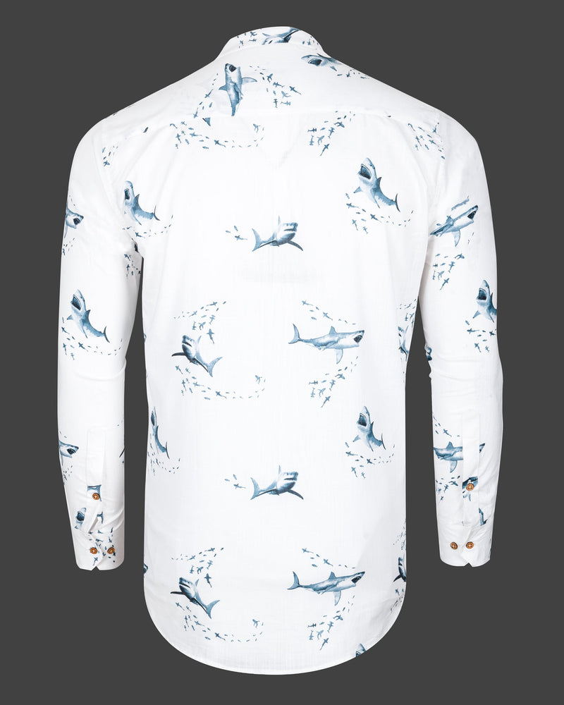 Bright White Shark Printed Luxurious Linen Shirt 5391-KS-38, 5391-KS-H-38, 5391-KS-39, 5391-KS-H-39, 5391-KS-40, 5391-KS-H-40, 5391-KS-42, 5391-KS-H-42, 5391-KS-44, 5391-KS-H-44, 5391-KS-46, 5391-KS-H-46, 5391-KS-48, 5391-KS-H-48, 5391-KS-50, 5391-KS-H-50, 5391-KS-52, 5391-KS-H-52