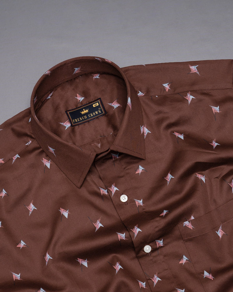 Ironstone Brown Printed Premium Satin Shirt 5420-38, 5420-H-38, 5420-39, 5420-H-39, 5420-40, 5420-H-40, 5420-42, 5420-H-42, 5420-44, 5420-H-44, 5420-46, 5420-H-46, 5420-48, 5420-H-48, 5420-50, 5420-H-50, 5420-52, 5420-H-52