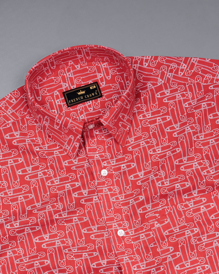 Cardinal Red Safety Pin Printed Luxurious Linen Shirt 5521-38, 5521-H-38, 5521-39, 5521-H-39, 5521-40, 5521-H-40, 5521-42, 5521-H-42, 5521-44, 5521-H-44, 5521-46, 5521-H-46, 5521-48, 5521-H-48, 5521-50, 5521-H-50, 5521-52, 5521-H-52
