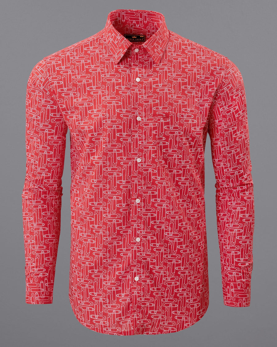 Cardinal Red Safety Pin Printed Luxurious Linen Shirt 5521-38, 5521-H-38, 5521-39, 5521-H-39, 5521-40, 5521-H-40, 5521-42, 5521-H-42, 5521-44, 5521-H-44, 5521-46, 5521-H-46, 5521-48, 5521-H-48, 5521-50, 5521-H-50, 5521-52, 5521-H-52
