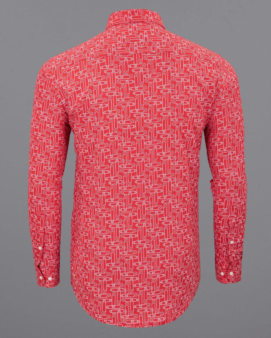 Cardinal Red Safety Pin Printed Luxurious Linen Shirt 5521-38, 5521-H-38, 5521-39, 5521-H-39, 5521-40, 5521-H-40, 5521-42, 5521-H-42, 5521-44, 5521-H-44, 5521-46, 5521-H-46, 5521-48, 5521-H-48, 5521-50, 5521-H-50, 5521-52, 5521-H-52